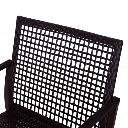 Rattan rocking chair set for 2 with cushions, brown/white