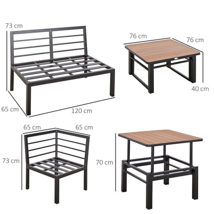 Outdoor aluminum garden furniture for 4 people with cushions