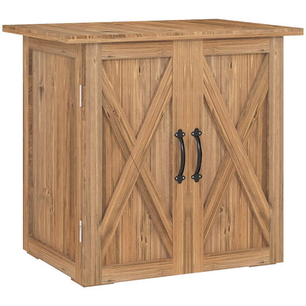 Garden Shed, Double Doors, Natural Wood, 77x55x72 cm, Brown