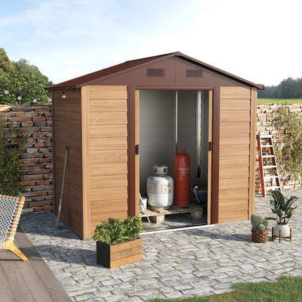 Outdoor garden tool shed, Wood Grain Look, 152x236x209 cm