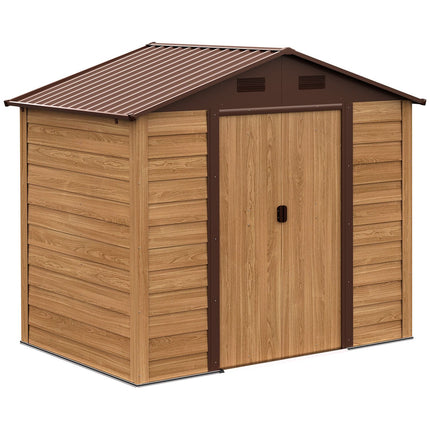 Steel garden shed with windows, weatherproof sliding doors