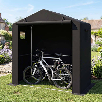 Garden Shed with Zipper Door, Galvanized Frame, 190x95x194 cm