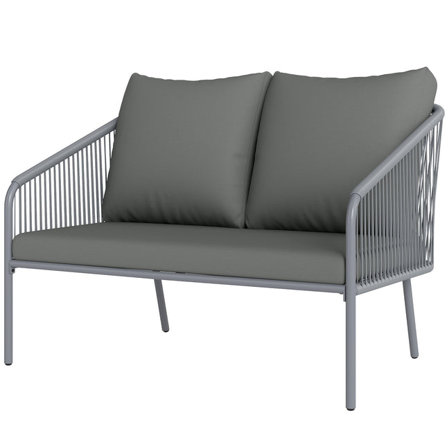 Sofa ogrodowa z poduszkami 2-osobowa sofa rattanowa Sofa wypoczynkowa Sofa balkonowa na zewnątrz Sofa rattanowa Salon ogrodowy Meble ogrodowe z polirattanu Meble balkonowe 112 x 72 x 76 cm Szary |