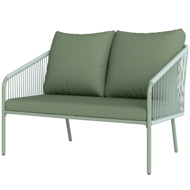 Sofa ogrodowa z poduszkami 2-osobowa sofa rattanowa Sofa wypoczynkowa Sofa balkonowa na zewnątrz Sofa rattanowa Salon ogrodowy Meble ogrodowe z polirattanu Meble balkonowe 112 x 72 x 76 cm Zielony |