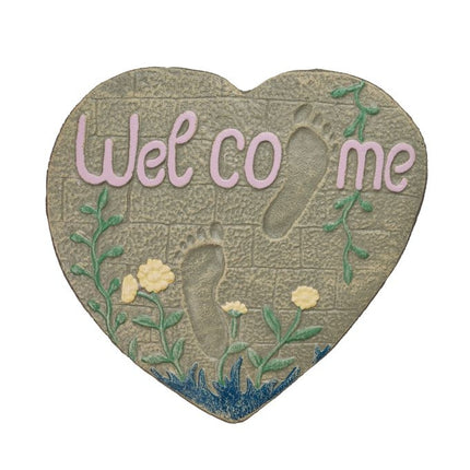 Garden Steps Stone Heart "Welcome"