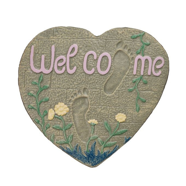 Garden Steps Stone Heart "Welcome"