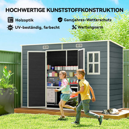 Garden Storage Shed with Windows, Lockable Doors, 3.2m²