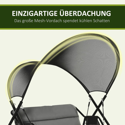 Outdoor Garden Swing Bench for 2 with Cushion - Black