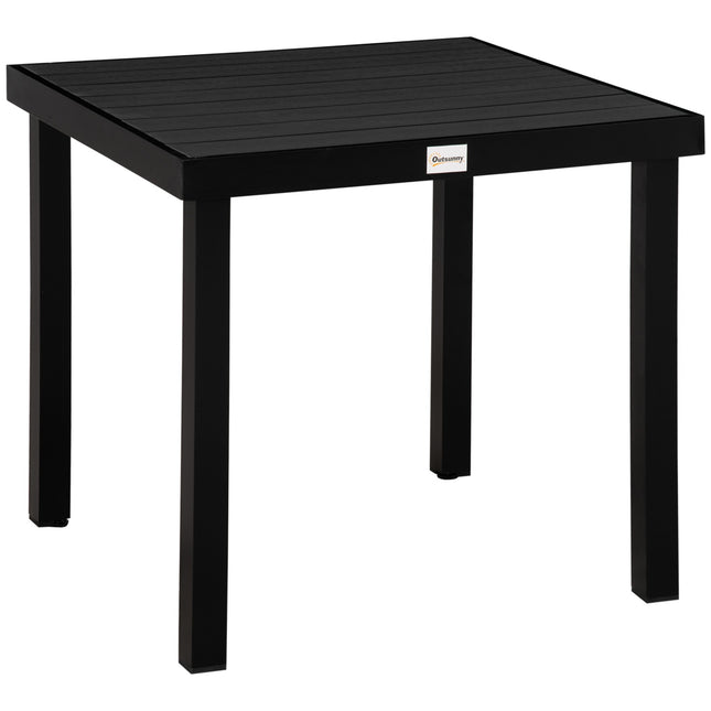 Compact outdoor dining table for 4 - Black aluminum 80x80x74 cm