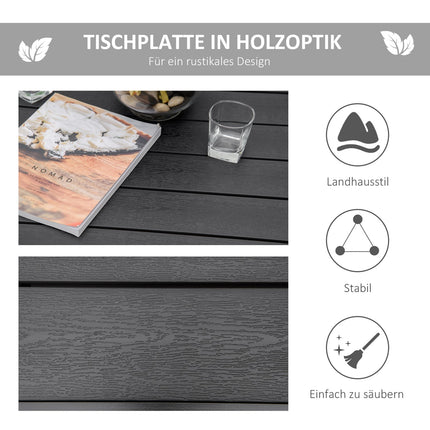 Compact outdoor dining table for 4 - Black aluminum 80x80x74 cm