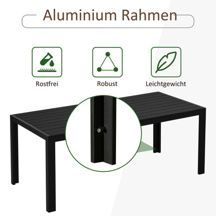 Garden table in black aluminum - weatherproof and durable
