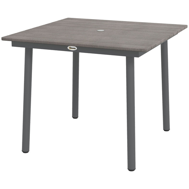 Patio dining table for 4, HDPE ribbed, dark grey, 90x90x75 cm
