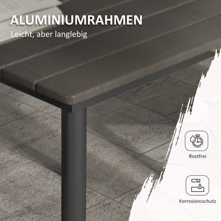 Patio dining table for 4, HDPE ribbed, dark grey, 90x90x75 cm