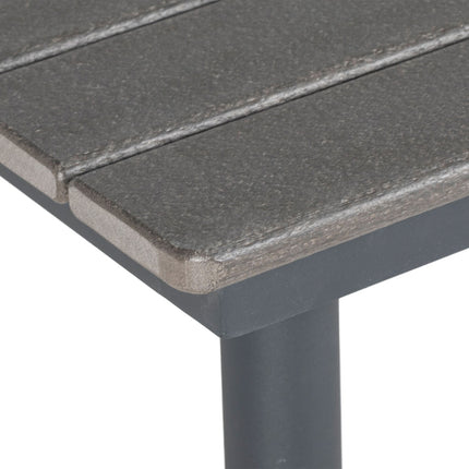 Patio dining table for 4, HDPE ribbed, dark grey, 90x90x75 cm