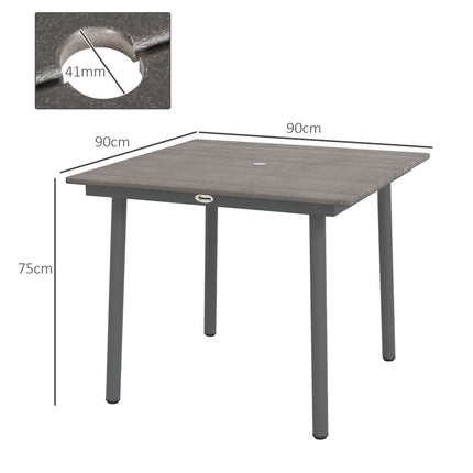 Patio dining table for 4, HDPE ribbed, dark grey, 90x90x75 cm