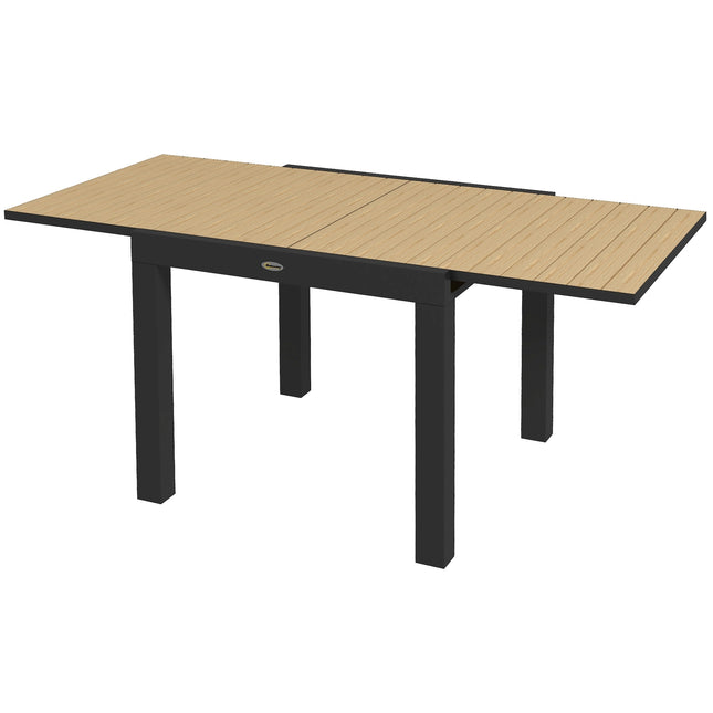 Expandable patio dining table for 6, aluminum, yellow