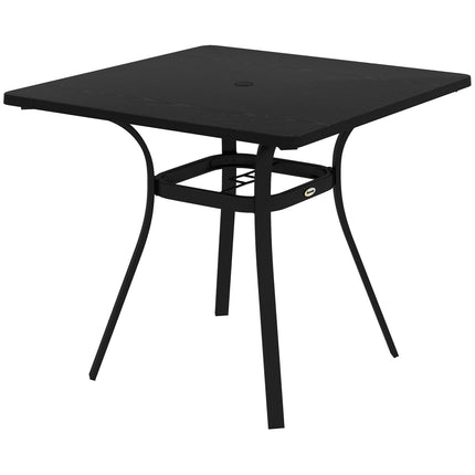 Square Garden Dining Table, Steel, 4-Seater, Black, 80x80 cm