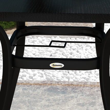 Square Garden Dining Table, Steel, 4-Seater, Black, 80x80 cm