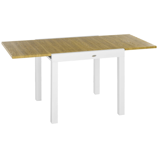 Extendable patio dining table, wood look, fits 6, white