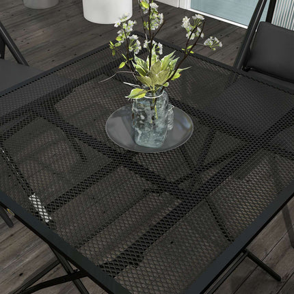 Folding steel garden table, square, 70 kg load, black