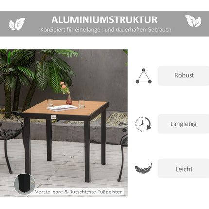 Outdoor dining table for 4, aluminum & easy-care plastic