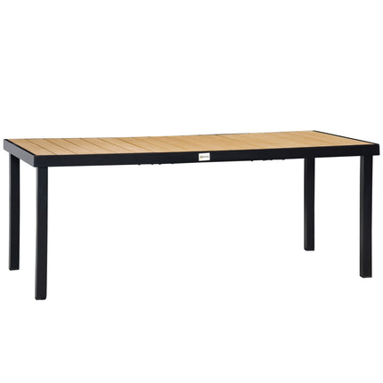 Aluminum garden dining table for 8, easy-care finish