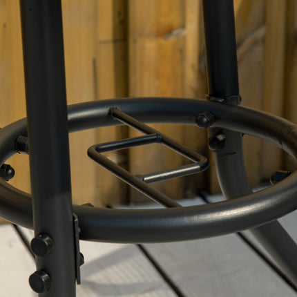 Outdoor bistro table, tempered glass & metal, black, 80cm