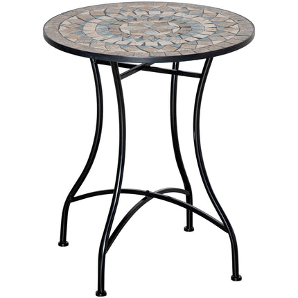 Round garden table in mosaic - Ceramic, metal Ø60cm