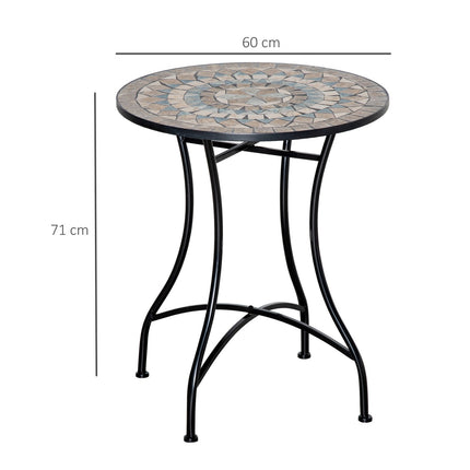 Round garden table in mosaic - Ceramic, metal Ø60cm
