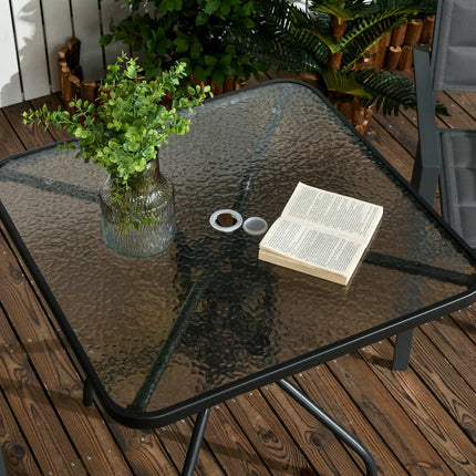 Square metal garden table, 76x76 cm, weatherproof, black
