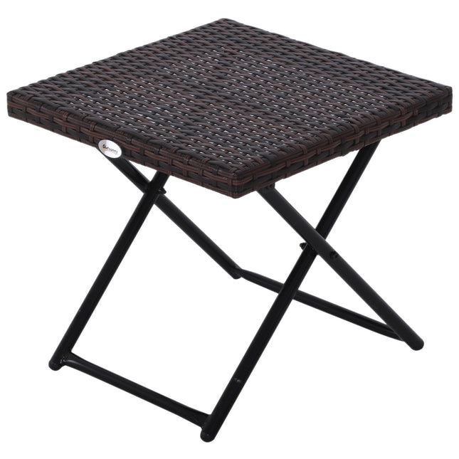 Folding garden table in poly rattan - Brown, 40x40x40 cm