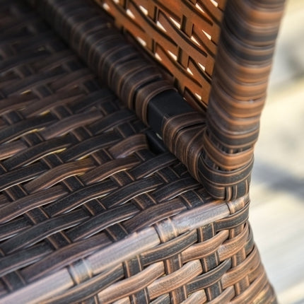 Garden table with parasol stand - Polyrattan, Brown, 54x54x55 cm