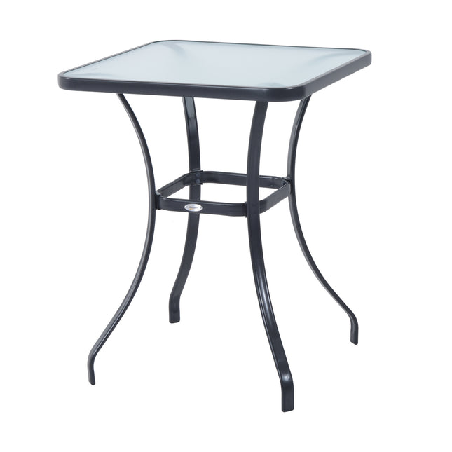 Tuintafel Vierkante Glazen Tafel Weerbestendig Zwart 68,5X68,5Cm Balkonterras