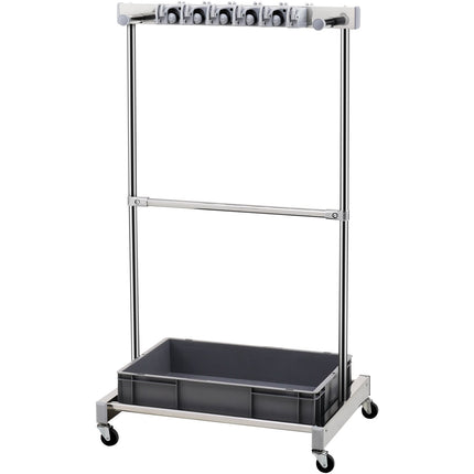 Garden Tool Organizer, 10-Slot Rolling Rack With Hooks