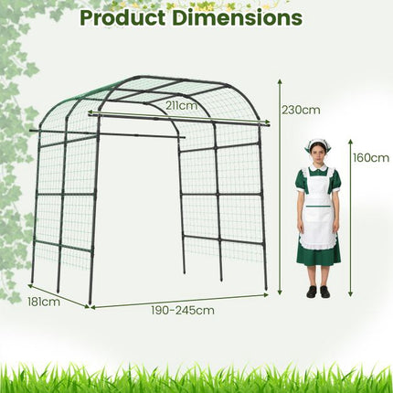 Garden Trellis Arch, U-Shaped PE-Coated Metal, Black