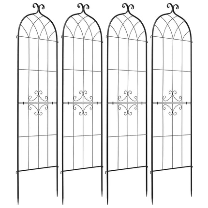 Garden Trellis Panels, 4-Pack Steel Rose Trellis 180x52.5cm