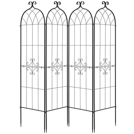 Garden Trellis Panels, 4-Pack Steel Rose Trellis 180x52.5cm