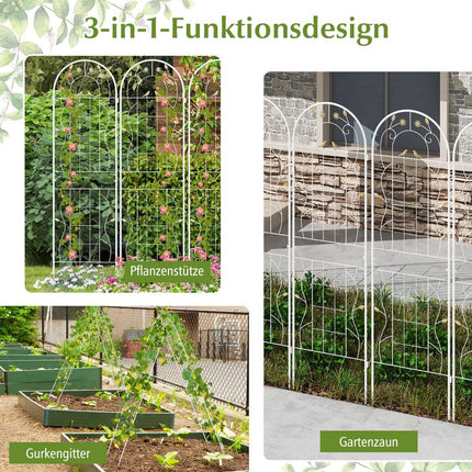 Garden Trellis Set, 2 Pack Galvanized Metal 180 x 50 cm White