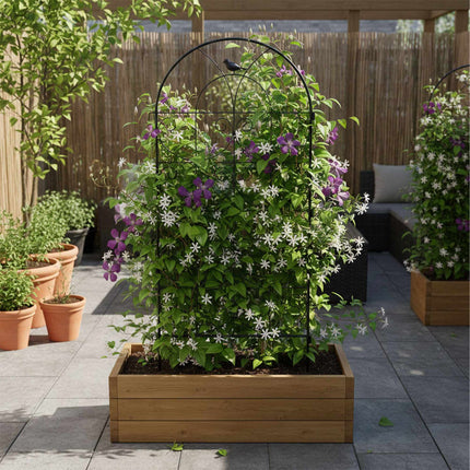 Garden Trellis Set, Hinged Powder-Coated Steel, Black
