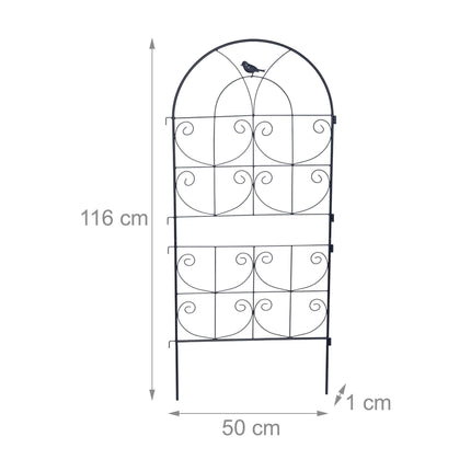 Garden Trellis Set, Hinged Powder-Coated Steel, Black
