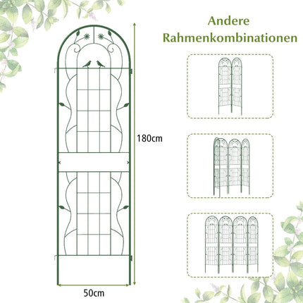 Garden Trellis Set, Metal, 180x50 cm, Green, 2-Pack