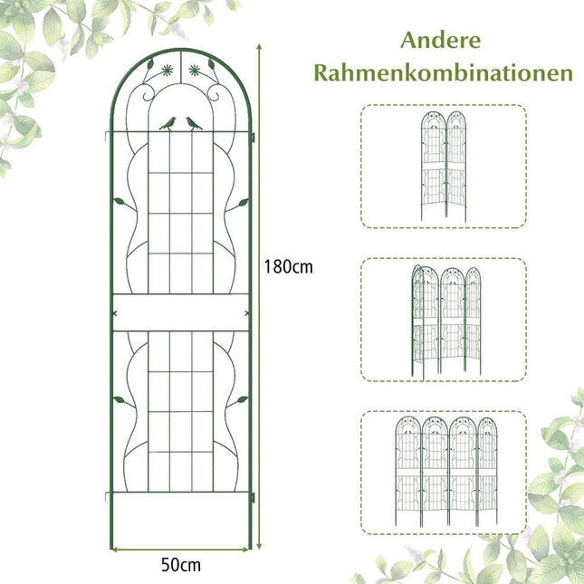 Garden Trellis Set, Metal, 180x50 cm, Green, 2-Pack