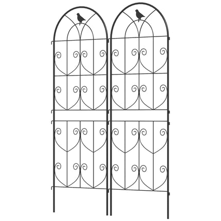 Garden Trellis with Bird Design, Metal, 50x150 cm, 2-Pack