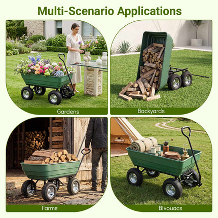 Garden Trolley with Tipping Function, 410 kg Capacity, Green