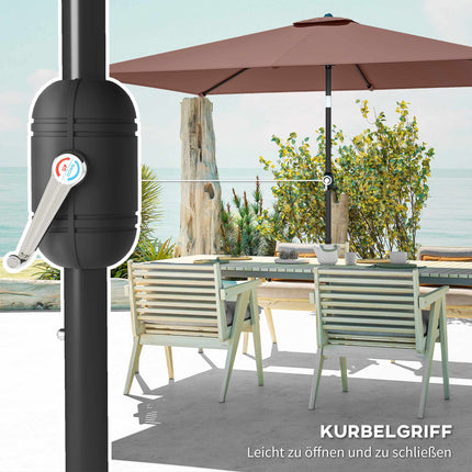 Garden Umbrella, Adjustable Tilt, 300x200 cm, Brown/Black