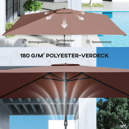 Garden Umbrella, Adjustable Tilt, 300x200 cm, Brown/Black