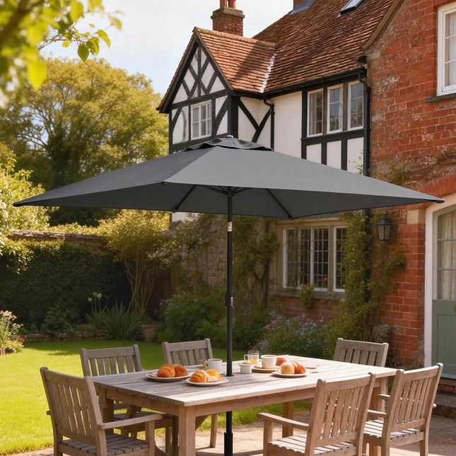Garden Umbrella, Adjustable Tilt, 300x200 cm, Dark Grey