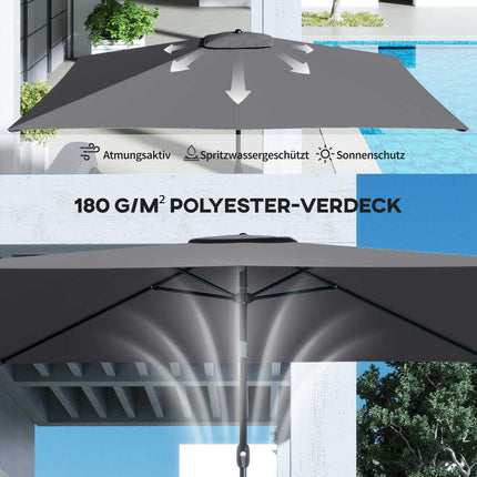 Garden Umbrella, Adjustable Tilt, 300x200 cm, Dark Grey