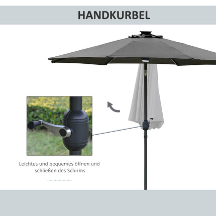 Garden umbrella with Solar LED light - dark grey, 270cm