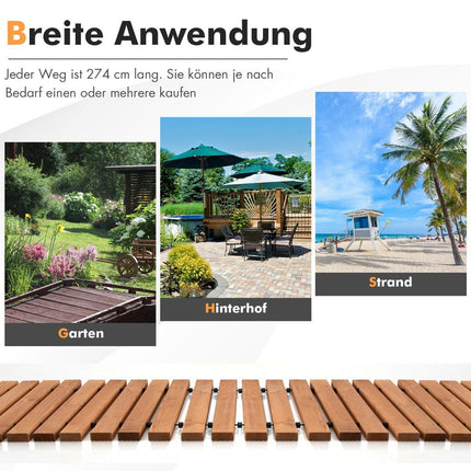 Garden Wooden Path 245 x 43 x 2 cm Rollable Weatherproof Straight Outdoor Walkway
